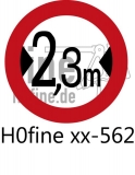 Verkehrszeichen Verkehrsverbot für Fahrzeuge über 2,3 m Breite
