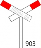 Andreaskreuz Ep. II, querliegend gekürtzer Flügel für beschrankte Bahnübergänge